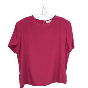 Vintage Satin Blouse M Fuchsia Pink, Downing & Dunn Y2K 90s